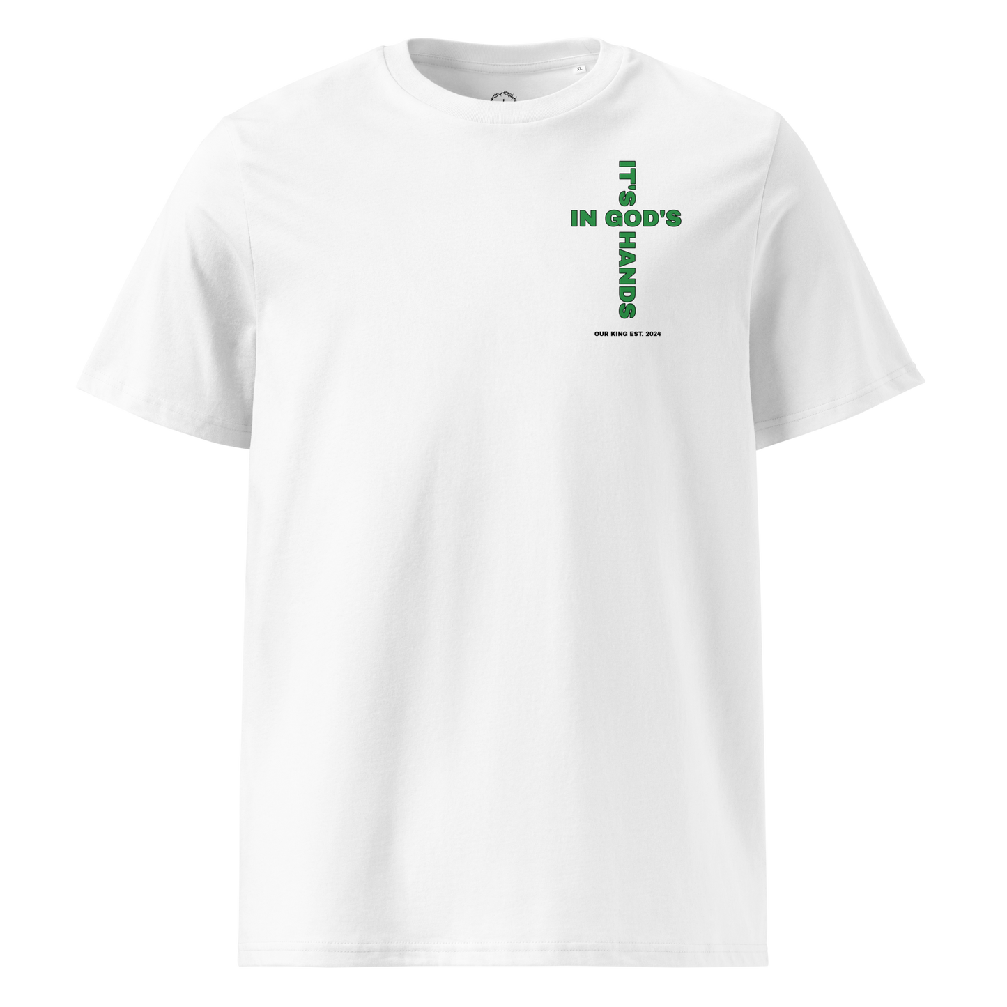 In God's Hands Tee- White/Green