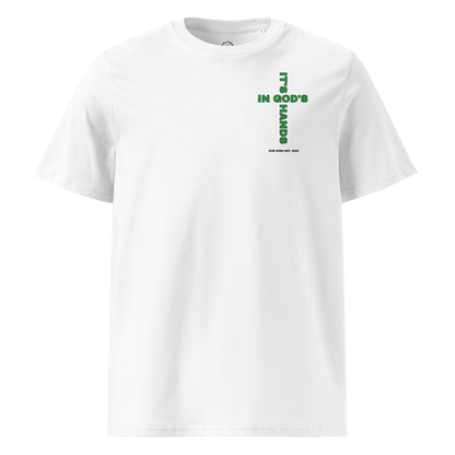 In God's Hands Tee- White/Green